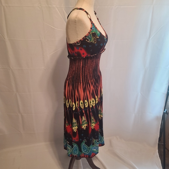 Renegade club bohemian multi colored criss crossback strap dress size small - Picture 3 of 7